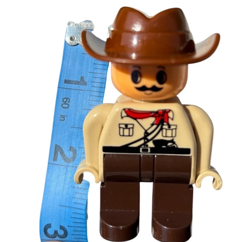 Vintage 90s Duplo Lego Cowboy Figure Town Community Brown Hat Red Bandana